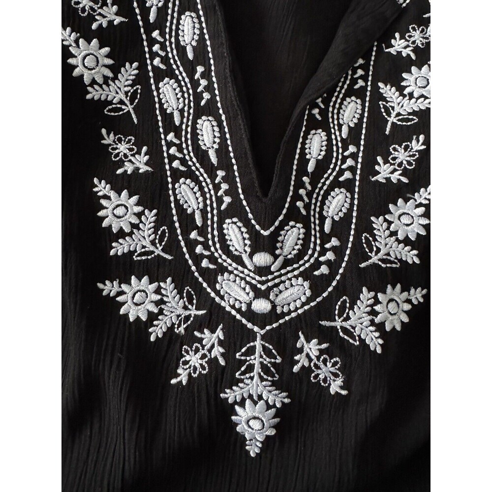 C D Daniels Embroidered Tunic Top Blouse Black Wo… - image 3
